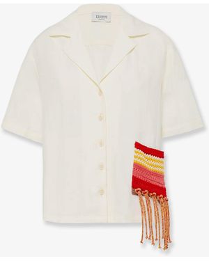 Laneus Viscose And Linen Blend Shirt - White