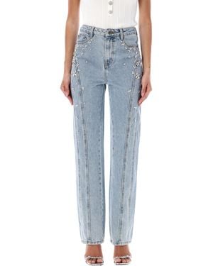 Self-Portrait Crystal Embellished Denim Jean - Blue