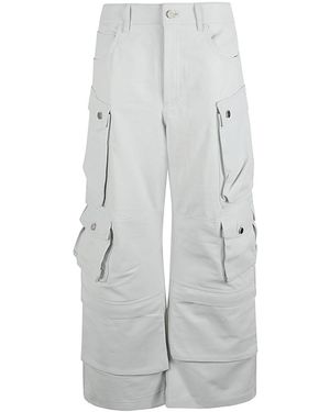 Fermas.club Leather Cargo Trousers - Grey