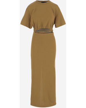Pinko Cotton Dress With Cut-Out Detail - Natural