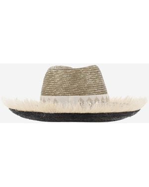 Ferruccio Vecchi Straw And Viscose Blend Hat With Embroidery - Natural