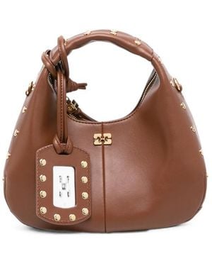 Ganni Tote Bag With Knotted Detail Polyester - Brown