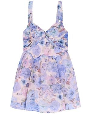 Zimmermann Rebellion Drape Linen And Silk Mini Dress - Purple