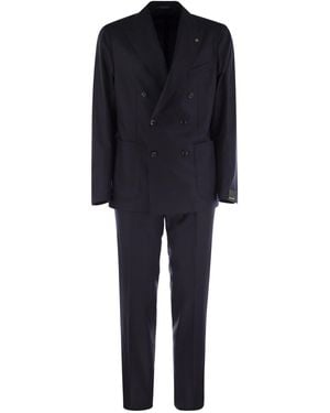 Tagliatore Wool And Cashmere Double-Breasted Suit - Black