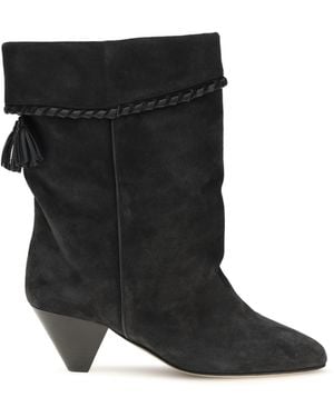 Isabel Marant Draped Suede Boots Calf Leather Bos Taurus - Black