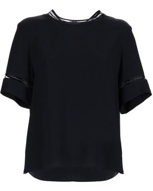 Fabiana Filippi T-Shirt With Transparent Details Acetate T-Shirts - Black
