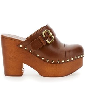 Chloé Jeannette Wedge Clogs - Brown