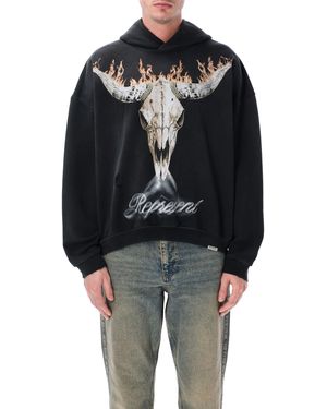 Represent British Cowboy Hoodie Cotton Rib Sweatshirt - Black