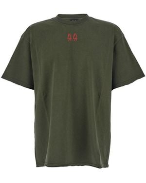 44 Label Group Crewneck T-Shirt With Dropped Shoulders And Logo Print On Front Rear - Green