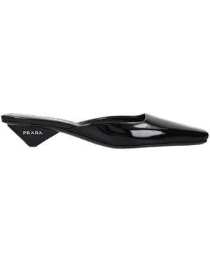 Prada Leather Flat Sandals - Black
