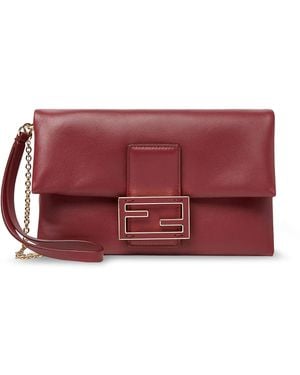 Fendi Mamma Baguette Leather Crossbody Bag - Red