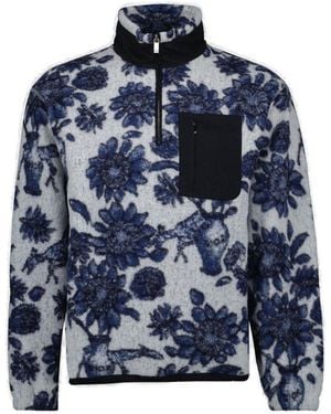 Dior Floral Patterned Zip Detailed Jumper - Blue