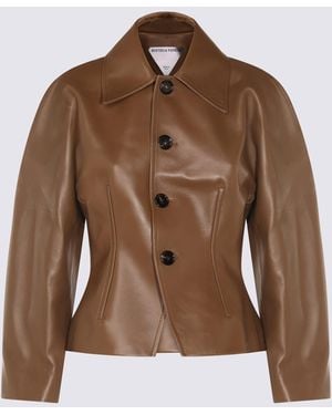Bottega Veneta Leather Casual Jacket - Brown
