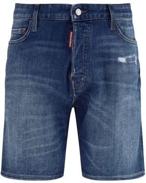 DSquared² Marine Short Denim Bermuda Cotton; Polyester; Elastane - Blue