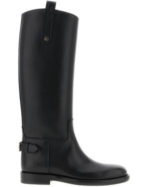 Burberry Cavalier Boots Calfskin Leather (Bos Taurus) Boots, Ankle - Black