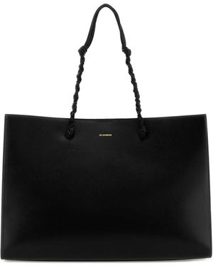 Jil Sander Black Leather Tangle Shopping Bag