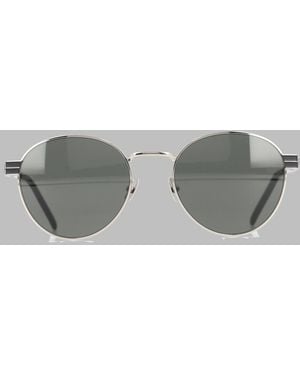 Saint Laurent Logo Detail Sunglasses Metal - Gray
