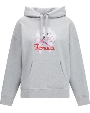 Fiorucci Relaxed Poodle-Print Hoodie Cotton Sweatshirts - White