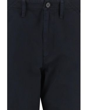 Burberry Cotton Cargo Trousers With Check Details - Blue