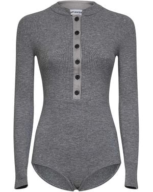 Self-Portrait Knit Button Playsuit Wool-Blend Knitwear - Gray