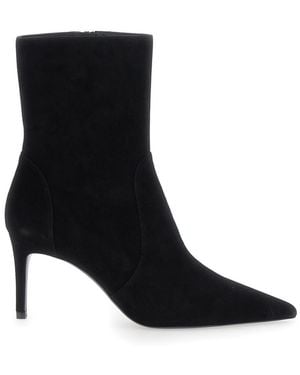 Stuart Weitzman Ankle Boots With Stiletto Heel And Zip Closure On The Side - Black