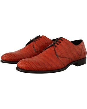 Dolce & Gabbana Exotic Leather Dress Derby Shoes Skin Croc - Red