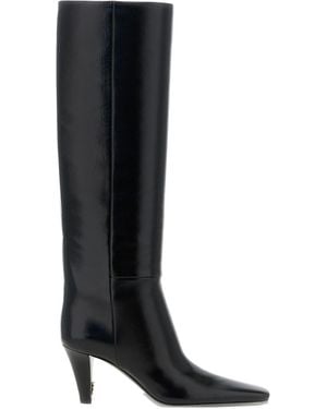 Saint Laurent Jill Smooth Leather Tube Boots - Black