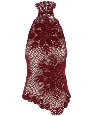 Magda Butrym Burgundy Crochet Top - Red
