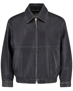 DUNST Lamb Leather Bomber Jacket - Grey