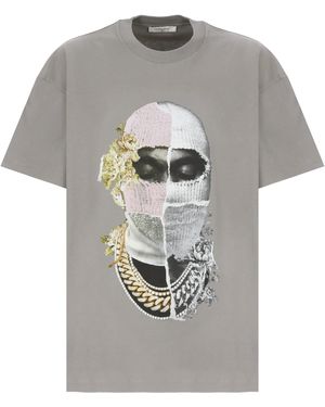 ih nom uh nit Newspaper Mask T-Shirt - Gray