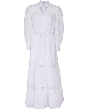 Charo Ruiz Long Dress With Transparent Balloon Sleeves - White