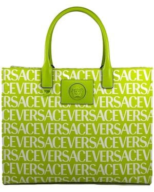 Versace Medusa Large Canvas Tote Bag - Green