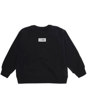 MM6 by Maison Margiela Cotton Round Neck Sweatshirt Hoods & Sweatshirts - Black