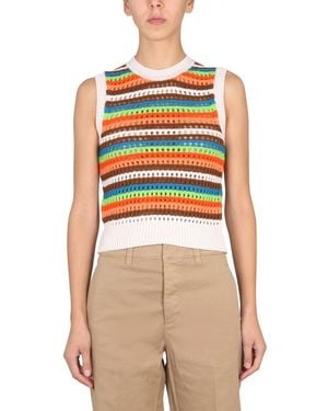 Department 5 Striped Wool Top Tops - Orange
