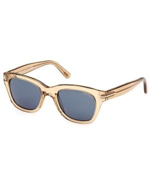 Tom Ford Sunglasses Square Full Rim, Shiny Light Frame And Lens Ft023745V - Blue