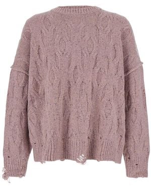 Represent Represent Distressed Cable-Knit Sweater - Pink