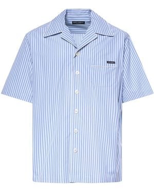 Dolce & Gabbana Striped Poplin Hawaiian Shirt - Blue