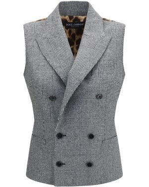 Dolce & Gabbana Dolce & Gabbana Prince Of Wales Double Breasted Vest - Gray