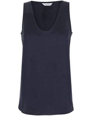 Max Mara Sleeveless Top With Round Neck Silk Tops - Blue