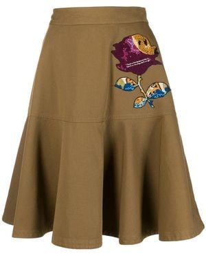 Valentino X Undercover Sequin Embroidery Skirt - Brown