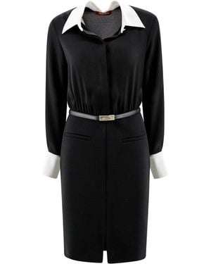 Max Mara Belted Long-Sleeved Dress - Black