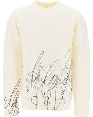 OAMC Scribble Print Wool Cotta Pullover - White