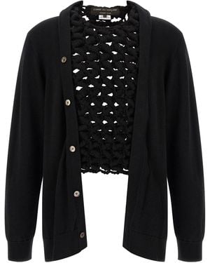 Comme des Garçons Macramé-Textured Wool Cardigan - Black