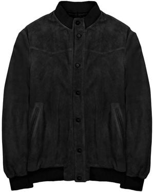 Low Brand Bomber Jacket Suede Leather - Black