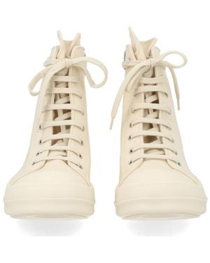 Rick Owens High-Top Denim Trainers Cotton Trainers - Natural