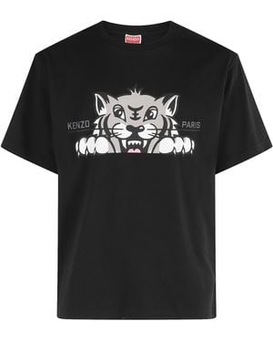 KENZO Happy Tiger Oversize Tshirt - Black