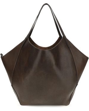 Brunello Cucinelli Leather Shopping Bag With Monili Detail Calf Bos Taurus Hand - Brown