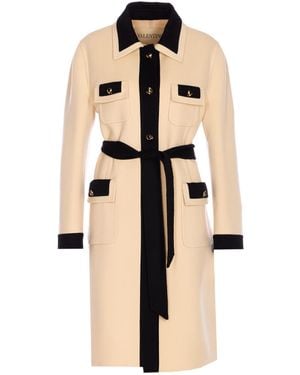 Valentino Garavani Solid Compact Drap Coat - Natural