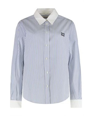 Miu Miu Striped Cotton Shirt - Blue
