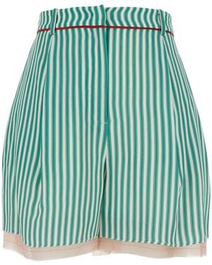 HUI Shorts Yuri With Stripes Silk And Viscose For Bermuda - Green